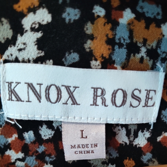 Knox Rose Women's Black Rust Grey Print Maxi Dress | 3/4 Balloon Sleeve| Large - Picture 7 of 7